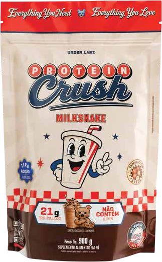 Embalagem original do Protein Crush Milkshake sabor chocolate
